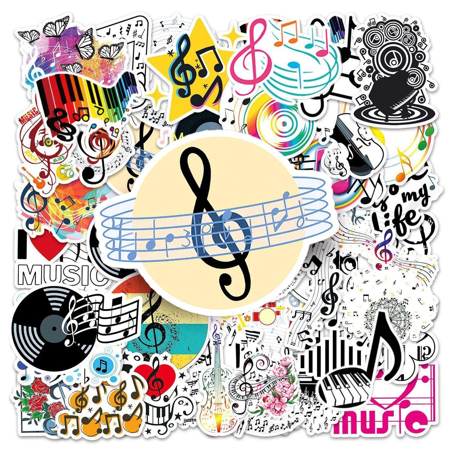 EOWVISN 100 Music Symbol Stickers, Personalized Music Stickers, Creative Graffiti Stickers, Waterproof Stickers, Diy Decorative Stickers, Laptop Stickers, Scrapbook Stickers