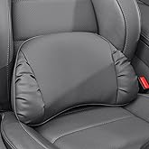 Dapucarin Lumbar Support Pillow for Car Seat, Memory Foam Leather Lumbar Pillow for Lower Back Pain Relief - Back Cushion for Driving - Chair Support for Office Chair, Gaming Chair, Gray, 1 Pack