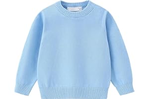 AIWUHE Toddler Sweater Boys Girls Cotton Light Sweaters Knit Pullover Sweatshirt Long Sleeve Crew Neck Solid Casual Tops 1-6Y