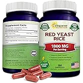 aSquared Nutrition Red Yeast Rice 1800mg - Dietary Supplement Vegan Powder Pills to Support Cardiovascular Health - 180 Veggie Capsules