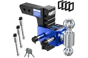 Orion Motor Tech Adjustable Trailer Hitch, Heavy Duty Drop Hitch 2 inch Receiver, 6" Drop & Rise Hitch with 2" & 2-5/16" Balls, 360° Dual-Ball Mount with 12500 lb. Towing Capacity for Class III & IV