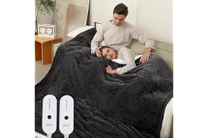 ESTINGO Electric Blanket King, Heated Blanket King Size Dual Control with 5 Heating Levels & 10 Hours Auto Off, 100"x90" Heating Blanket King Size with ETL Certified for Bedding, Dark Gray