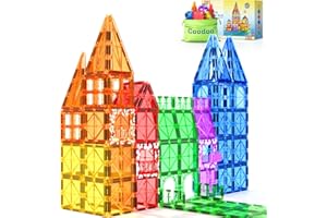 Coodoo 60 PCS Magnetic Building Tiles Kids Toys STEM Magnetic Blocks Sensory Toys Kids Games Magnet Building Toy for Boys and Girls Aged 3+, Kid Brain Development Preschool Kindergarten Toddler Toy