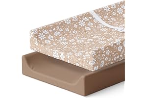 Pobibaby - 2 Pack Premium Changing Pad Cover - Ultra-Soft Jersey Knit, Stylish Ocean Pattern, Safe and Snug for Baby (Meadow)