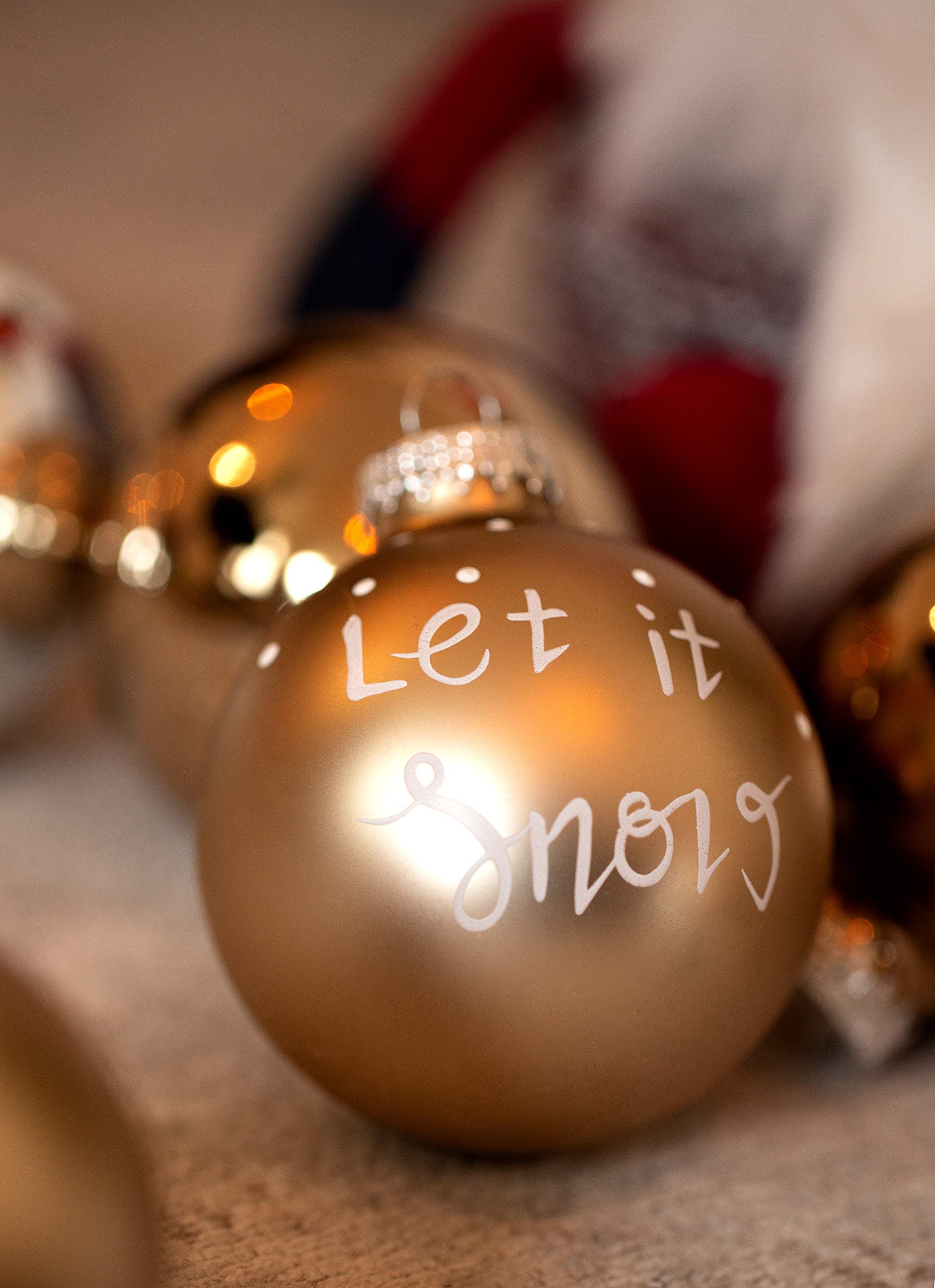 KREBS & SOHN Cult - Set of 12 glass Christmas balls (8cm diameter) - Christmas tree decoration - brown and silver