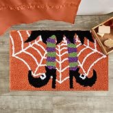 RoomTalks Vintage Witchy Halloween Bath Mat for Bathroom Non Slip Washable, Cute Witch Shoes Spider Web Microfiber Tufted Halloween Bath Rug 16’’W x 24’’L, Witchcraft Spooky Season Bathroom Mat