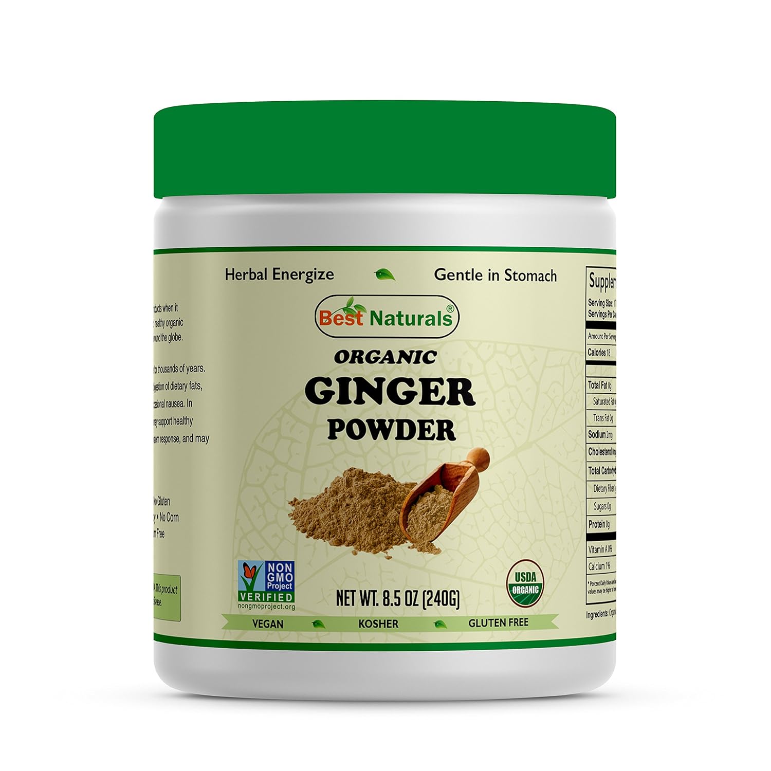 Best Naturals Certified Ginger Root Root Powder 8.5 OZ (240 Gram), Non