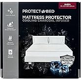 Cooling Charcoal Infused Mattress Protector, Protect-A-Bed, Waterproof, 5-Sided, Queen