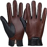 FIORETTO Mens Winter Genuine Leather Gloves Cashmere and Wool Lined Warm Touchscreen Leather Driving Gloves M180807
