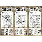 Tim Holtz - Nine Mini Layering Stencils - Latticework, Blossom, Gothic, Cargo, Bubble, Rays, Doily, Valentine and Hearts - ak