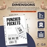 G4GADGET Pack of 50 A4 Clear Plastic Punch Pockets 30 micron view 3