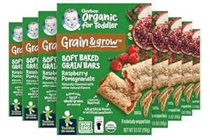 Gerber Snacks for Toddler Organic Soft Baked Grain Bars, Grain & Grow, Raspberry Pomegranate, 5.5 Ounce (Pack of 8)