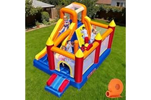 Baralir Inflatable Bounce House with 9 * 4.8 Ft Oversized Jump Area, 88'' Extra-Long Slide Kids Bounce House with Climbing Wa