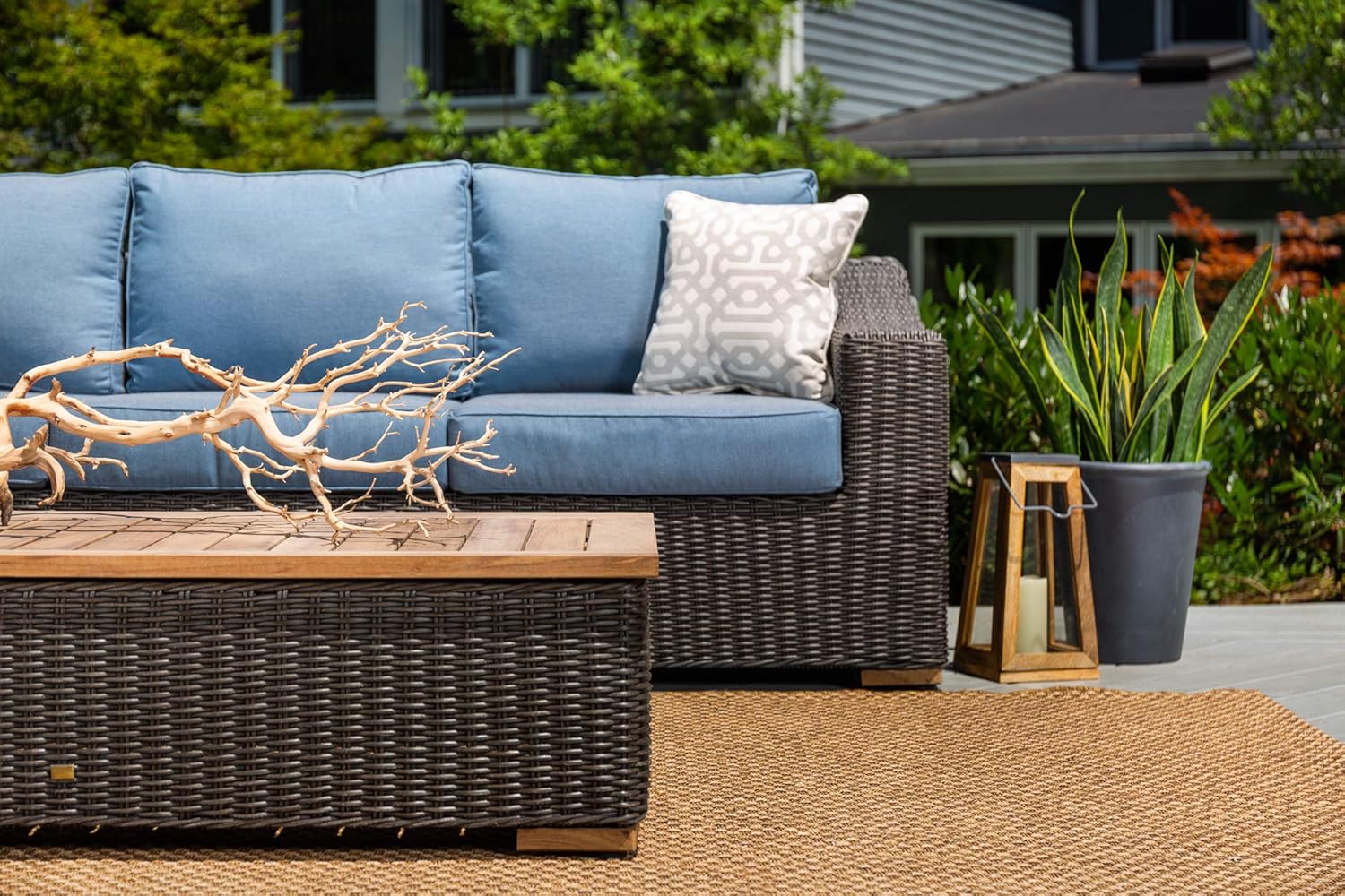 Amazon Com La Z Boy Outdoor Anwb Ct Patio Sofa Set Coffee Table Denim Blue Garden Outdoor