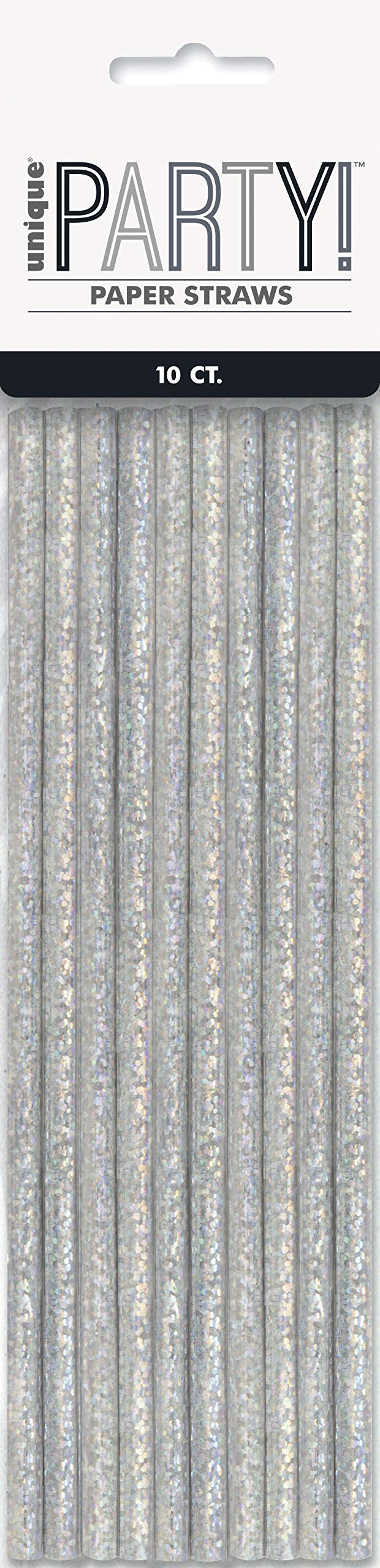 Glittery Paper Straws | Silver | Disposable | 10 Pcs.