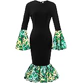 HongyuAmy Women's African Fashion Ankara Print Dress Traditional Casual Outfits Attire