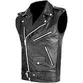 DSDZ Fashion Mens Faux Leather PU Biker Punk Vest Zippers Slim Fit Male Sleeveless Waistcoat For Men