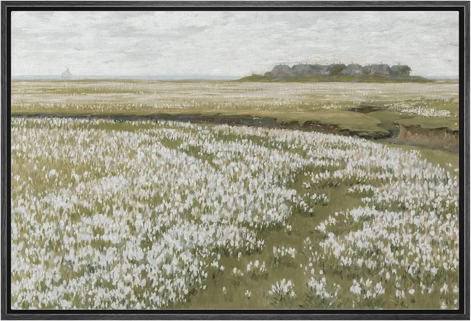 Wall Décor - wall26 Framed Canvas Print Wall Art Vintage Retro Countryside Flower Field Nature Wilderness Illustrations Fine Art Decorative Landscape Relax for Living Room, Bedroom, Office - 24