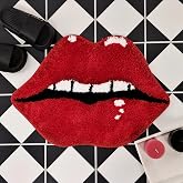 Panstar Lips Shaped Bathroom Rug, Cute Bath Mat Fun Bathroom Rugs, Red | Bathroom Aesthetic Decor, Soft Absorbent, Quick Dry, Machine Washable, Cartoon Animals Rugs for Shower Floor Home Decor
