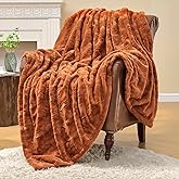 Krifey Faux Fur Throw Blanket, Super Soft Cozy Blanket, Luxury Fluffy Blanket Warm Bed Throw, Plush for Women, Camel 50" x 60"