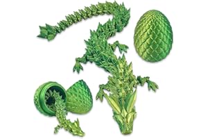 3D Printed Dragon in Egg, Full Articulated Fidget Toys, Easter Basket Stuffers with Surprise Crystal Dragons Inside, Cool 3D 