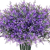 trytuny Artificial Plants Outdoor, 20PCS Lavender Artificial Flowers,Fake Plastic Flowers,UV Resistant Fake Flowers for Outside Indoor Porch Patio Window Box Planter Home Decor (Purple)