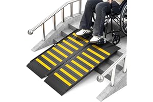 Nuvium 3FT Portable Wheelchair Ramp with Handle, Non-Slip Aluminum Folding Handicap Wheelchair Ramp for Home, Doorways, Thresholds, Steps, Curbs, Stairs, 800 LBS Capacity