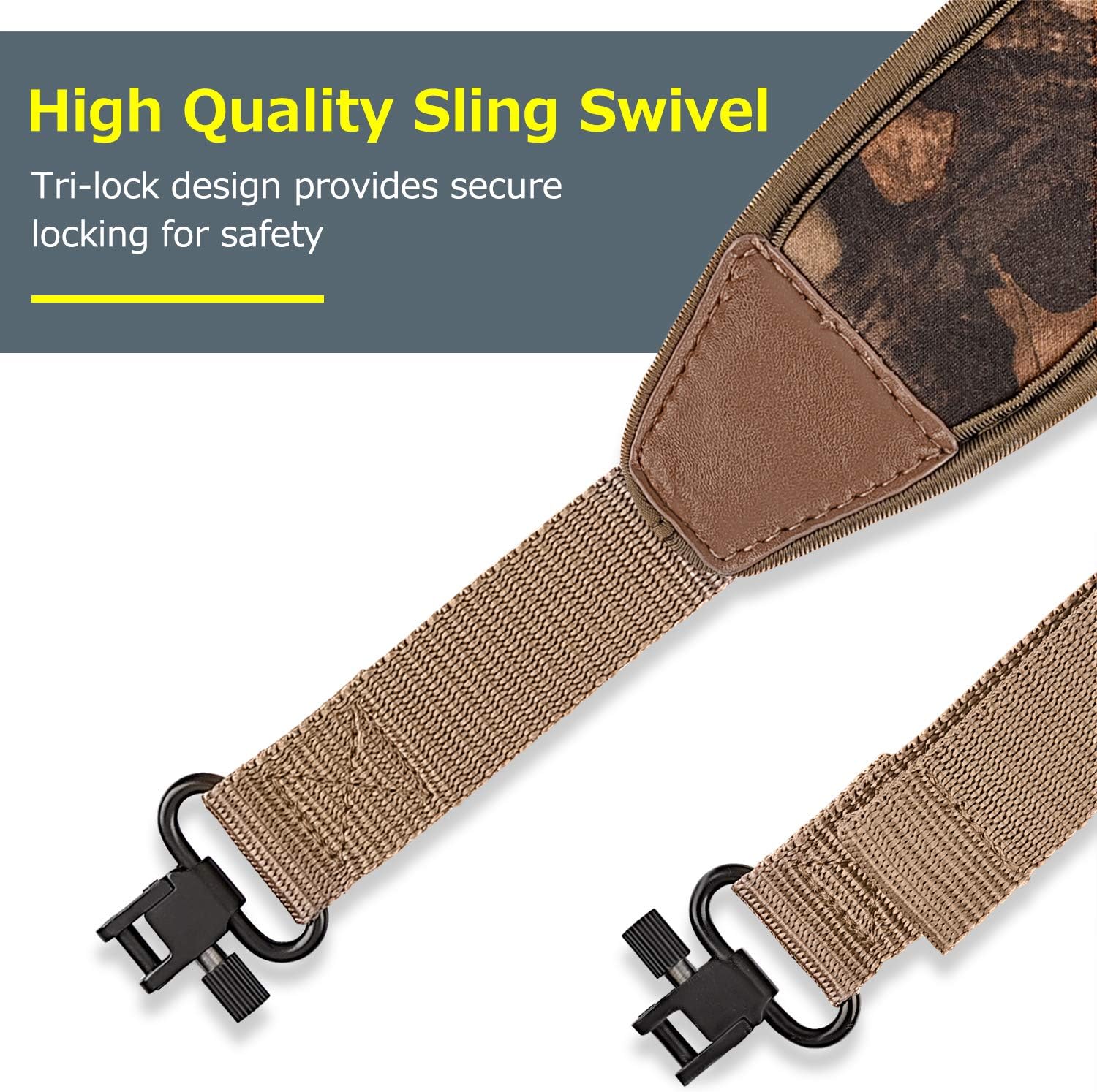 EZshoot 2 Point Rifle Sling with Swivels, Anti-Slip Shoulder Padded Strap, Length Adjustable Gun Sling for Outdoors Khaki : Sports & Outdoors
