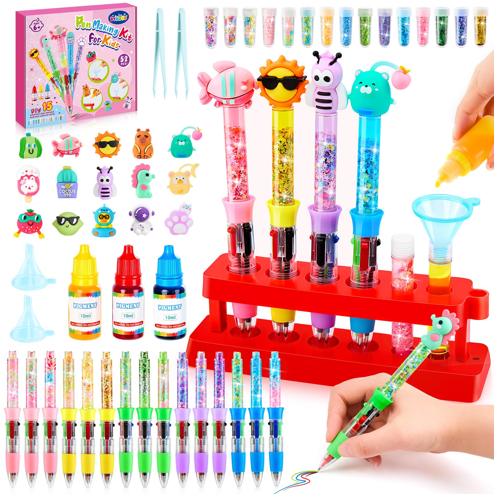 BYHANO DIY Pen Making Kit for Kids, 15PCS Personalised Pens, Pen Creator Studio, Creative Craft kits for Kids, Ideal Birthday Presents Christmas Gifts for Girls Boys Ages 6+