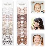 10 Pairs Bows for Baby Girls, Baby Hair Clips Set for Infant Fine Hair, Cotton Bow Hair Clips, Fully Lined Non Slip Alligator Clip without Damaging Hair, Hair Accessories for Girls, Toddler
