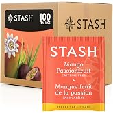 STASH Mango Passionfruit Herbal Tea, 100 Bags Bulk Pack, Caffeine Free | Tropical, juicy flavor with mango, passionfruit and citrus notes, Non-GMO Project Verified and plastic-free tea bags