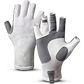 Tough Outdoors UV Fishing Gloves - Fingerless Grip for Kayak Gloves - UPF 50+ Sun Protection - Fishing Accessories - White
