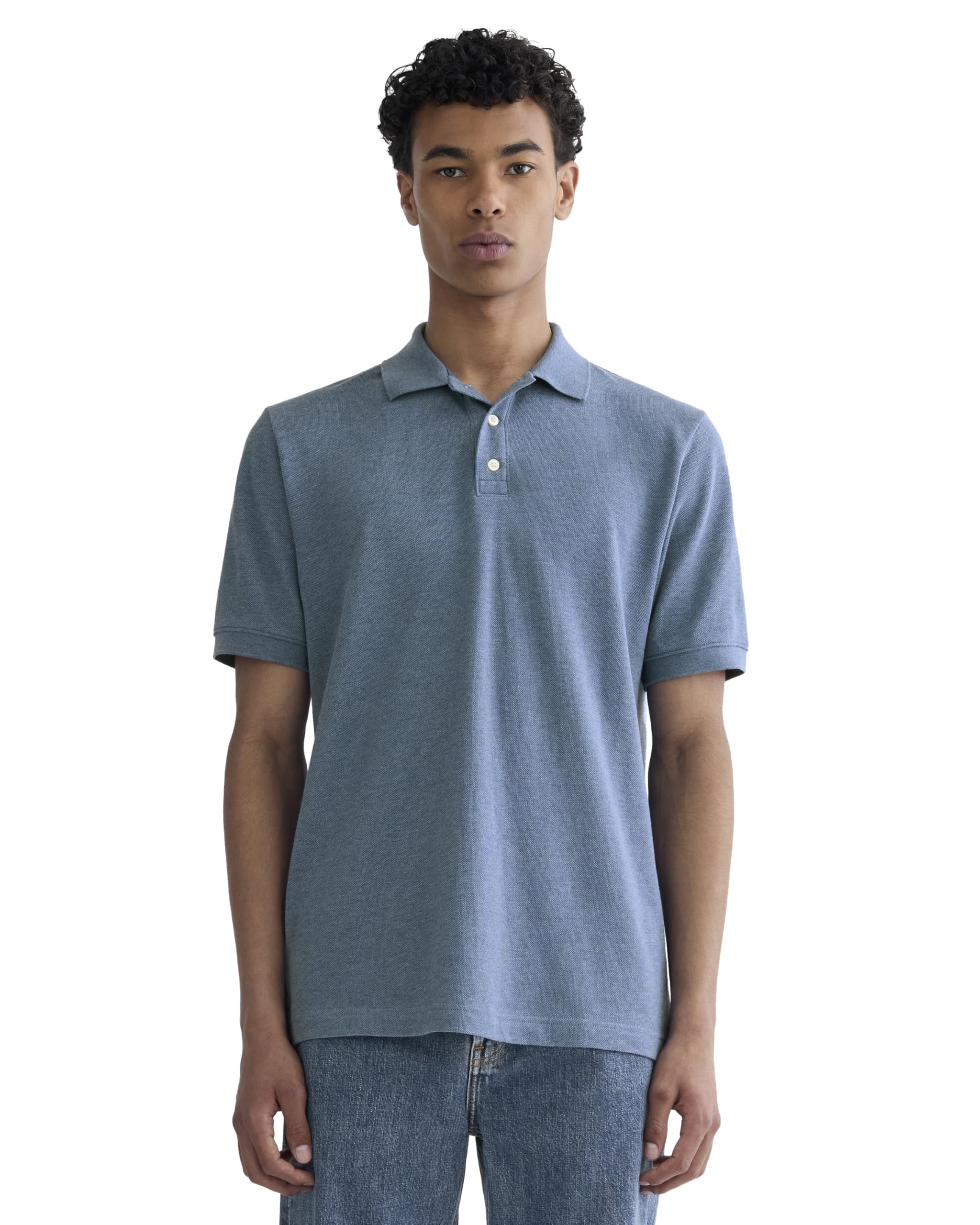 Everlane The Pique Polo – Heather Soft Cobalt S