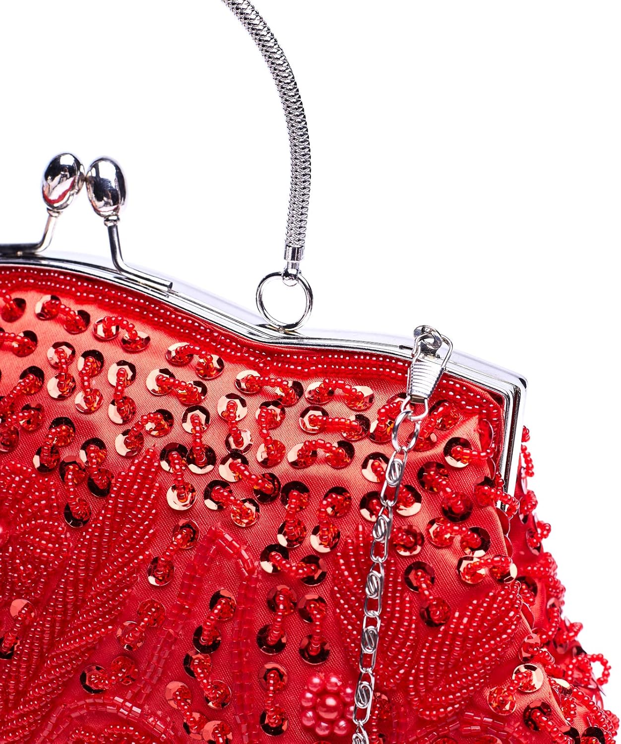VENI MASEE Clutch Evening Bag Handbag Collection Antique Floral Seed/Bead/Sequin Soft Clutch Bag - Image 4