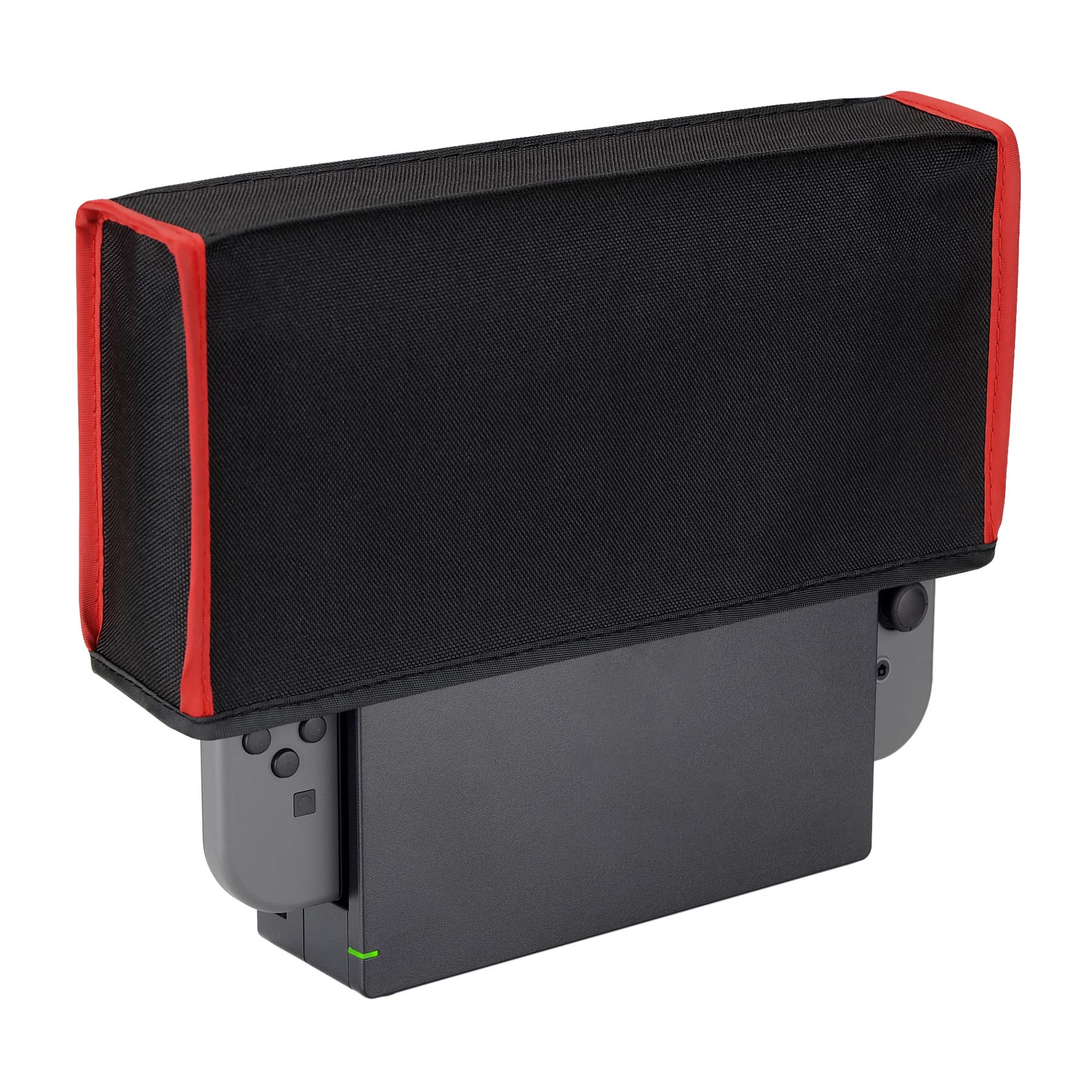 PlayVital Black & Red Trim Nylon Dust Cover, Soft Neat Lining Dust Guard, Anti Scratch Waterproof Cover Sleeve for Nintendo Switch & Switch OLED Charging Dock
