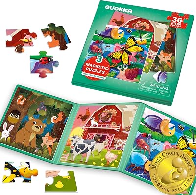 QUOKKA Magnetic Puzzles for Toddlers 3 Year Olds Farm Animals 36pc