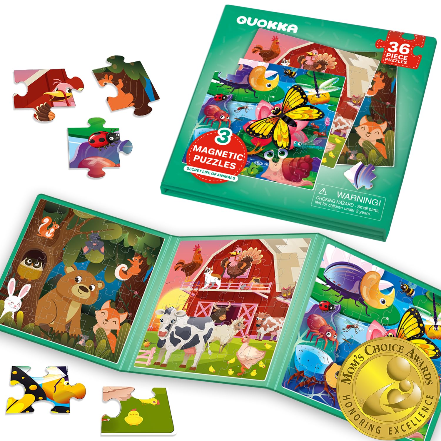 Photo 1 of QUOKKA Magnetic Puzzles for Kids Ages 4-6 - 36 Pieces Sudoku Toddler Puzzles Ages 2-4 - Travel Games for Kids Ages 3-5 - Animal Farm Bugs Toddler Travel Toys - Car Airplane Road Trip Games