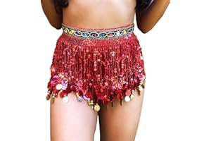 MUNAFIE Women's Belly Dance Hip Scarf Performance Outfits Skirt Festival Clothing
