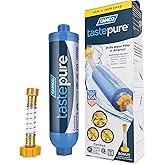 Camco Tastepure RV Water Filter - Advanced RV Inline Water Filter with Flexible Hose Protector - GAC & KDF Filtration - Made in USA - Camping Essentials for Fresh Drinking Water (40043)