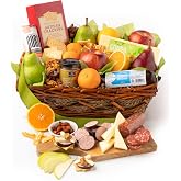 A Gift Inside Fresh Fruit Gift Basket &ndash; Mixed Fresh Fruit with Gourmet Meat, Cheese, Nuts, Crackers &amp; Savory Snacks for Every Occasion