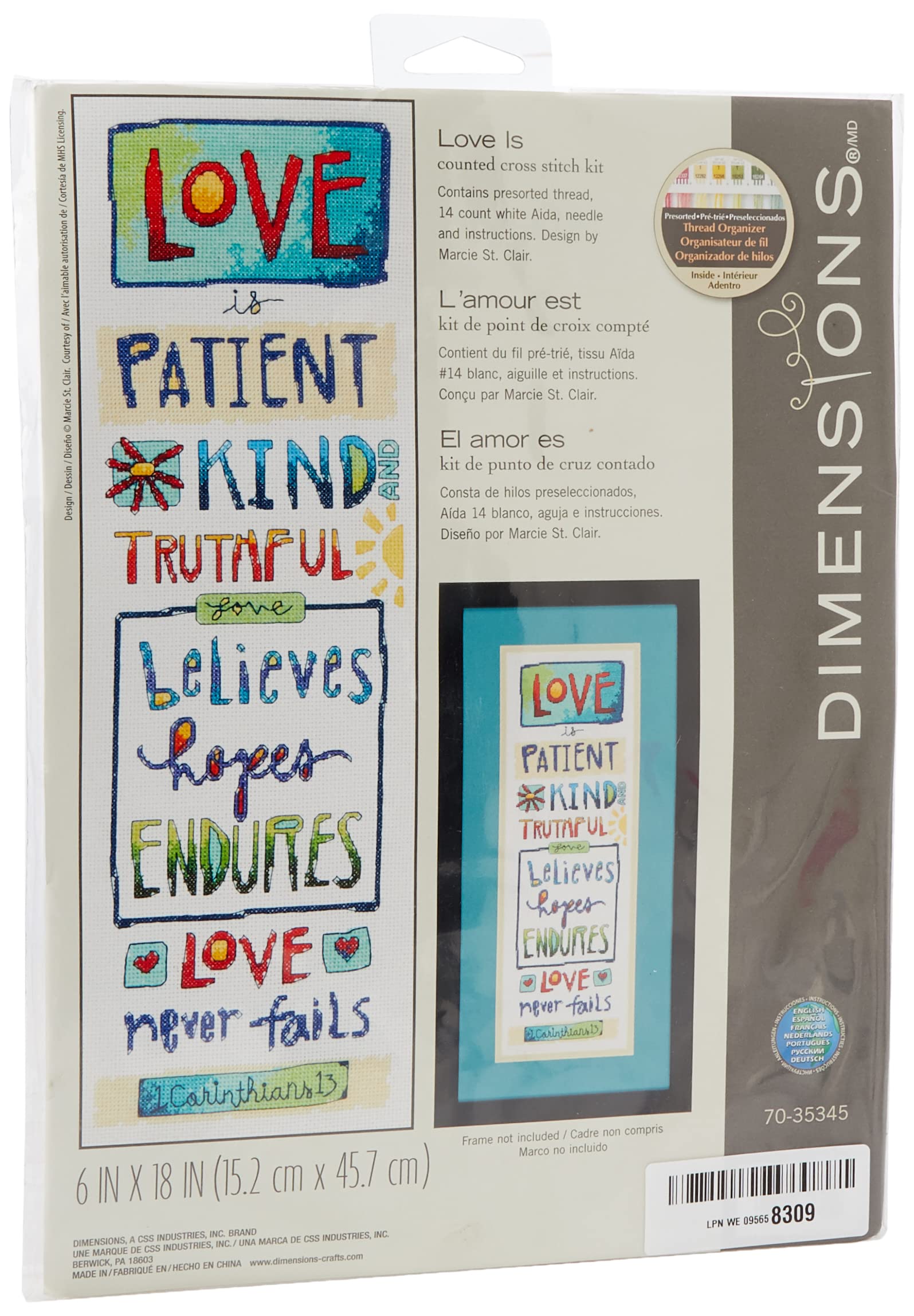 Dimensions Love Is Counted Cross Stitch Kit, Multi-Colour