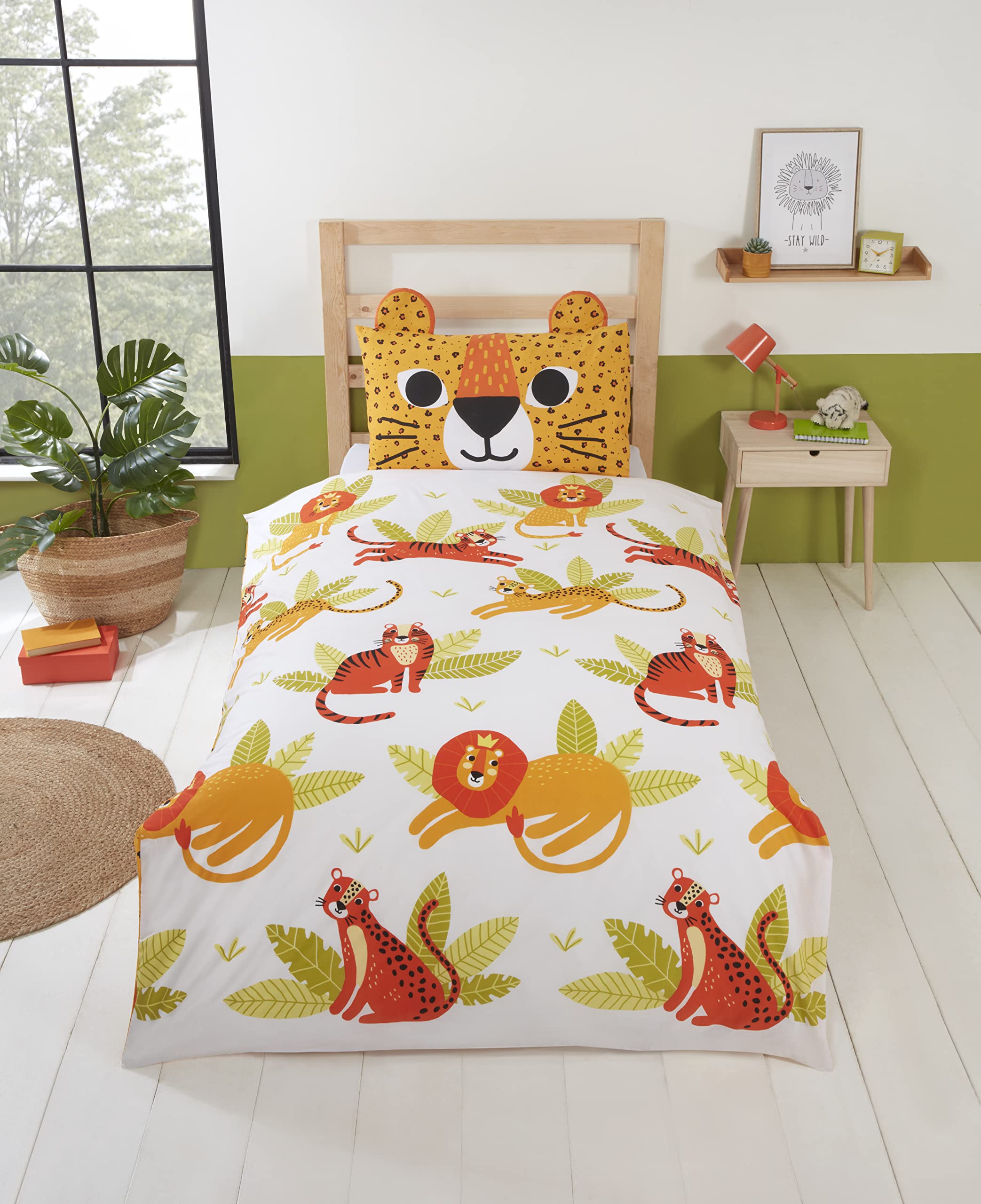 Rapport Home Wild Cats Kids Duvet Set (Single),Orange