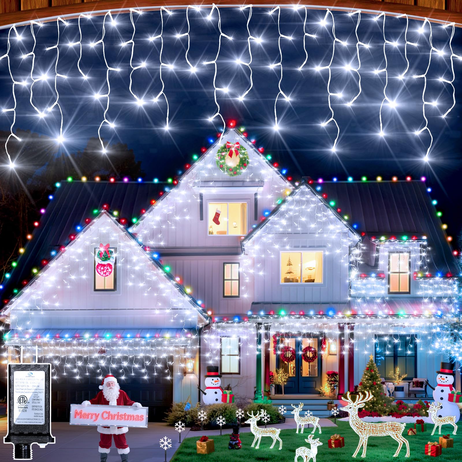 Photo 1 of **************MISSING THE POWER SOURCE**********
670 LED Christmas Lights Outdoor, 66ft Cool White String Lights Indoor with 148 Drops 12 Modes, Dimmable Curtain Window Lights, Waterproof Twinkle Fairy Lights with Timer for Christmas Decorations