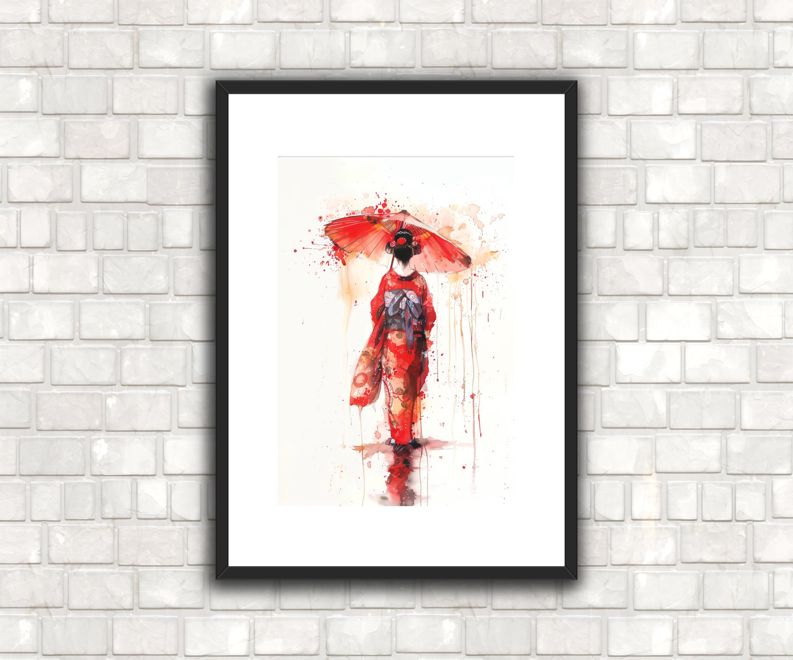 Japanese Geisha Girl picture 3 - beautiful vivid fine art print, wall art - A4 PRINT ONLY 29.7 x 21 cms