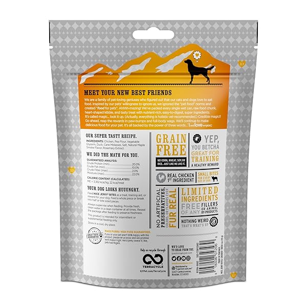 I AND LOVE AND YOU NICE JERKY BITES – GRAIN FREE DOG TREATS, CHICKEN + DUCK, 4-OUNCE, PACK OF 1