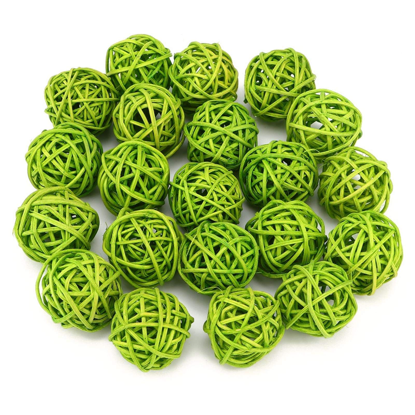 Joyzan Wicker Decorative Balls, Woven Rattan Vase Ball Fillers Twig Orbs Stick Aromatherapy Spheres Filler Crafts Parrot Weaving Hanging Wobble Hand Craft Bird Tabletop Decoration Party Green Moss