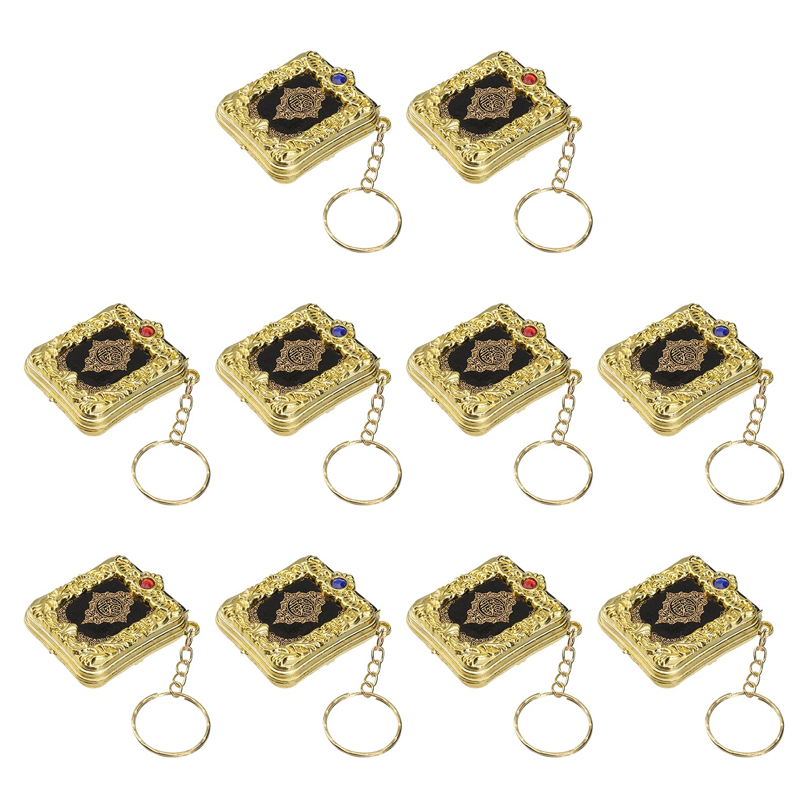 Photo 1 of 10pcs Mini Quran Keychain - Arabic Koran Book Keyring with Real Paper | Muslim Gift Islamic Car Mirror Hanging Pendant for Car, Bag, Purse Jewelry (Random Color)??