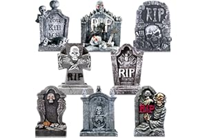 Blulu 8 Pieces Tombstone Yard Sign Halloween Sign Decoration with Stakes Waterproof Gravestone Halloween Yard Sign Corrugated Plastic Halloween Outdoor Decoration for Halloween Party, Garden