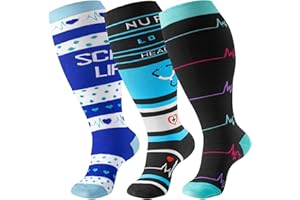 cerpite Plus Size Compression Socks Wide Calf for Women & Men 20-30 mmhg-Extra Wide Calf Knee High Support Socks for Nurse