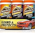 Armor All - 18782 Protectant, Glass and Cleaning Wipes, 30 Count Each (Pack of 3) , Black